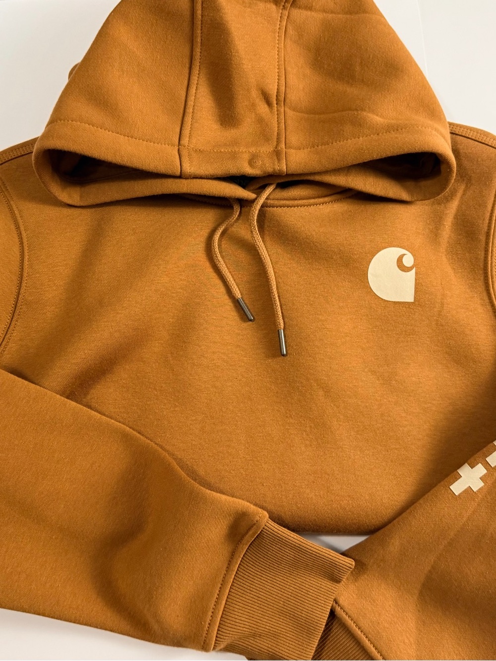 Carhartt Women’s Clarksburg Hoodie Large Brown Relaxed Fit Logo Sleeve NWT 10279 - Picture 6 of 10
